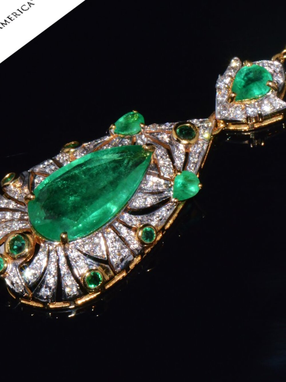 GIA Natural 4.10Cts Emerald Diamond Solid 18K Gold Pendant Necklace